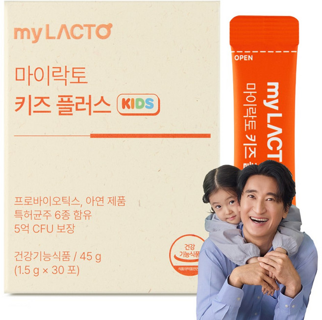 마이락토 어린이 장건강 면역 프리미엄 유산균 키즈플러스 분말형 30포, 30개, 1.5g