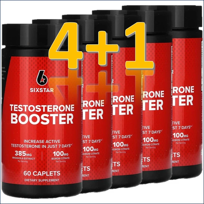 [4+1] 테스토스테론 식스스타 보디빌딩 은행나무 징코빌로바 홍경천 Six Star Elite Series Testosterone 60정 / 해외직구 미국정품, 5개 - 쿠팡