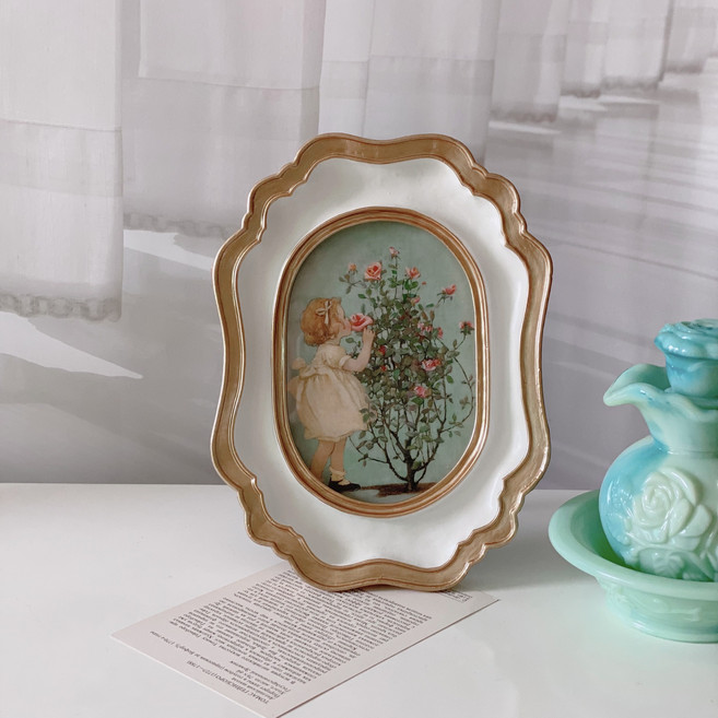 빈티지액자 엔틱 앤틱 액자 프레임 화이트골든, 화이트