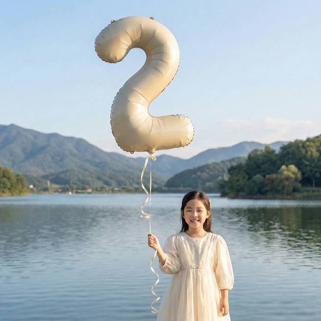 이벤트홀릭 헬륨 완제품 초대형 숫자풍선 40인치, 1개, 크림 2