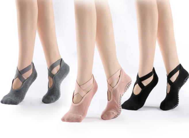 민트스타 필라테스 요가 논슬립 크로스밴드 여성 양말3족세트