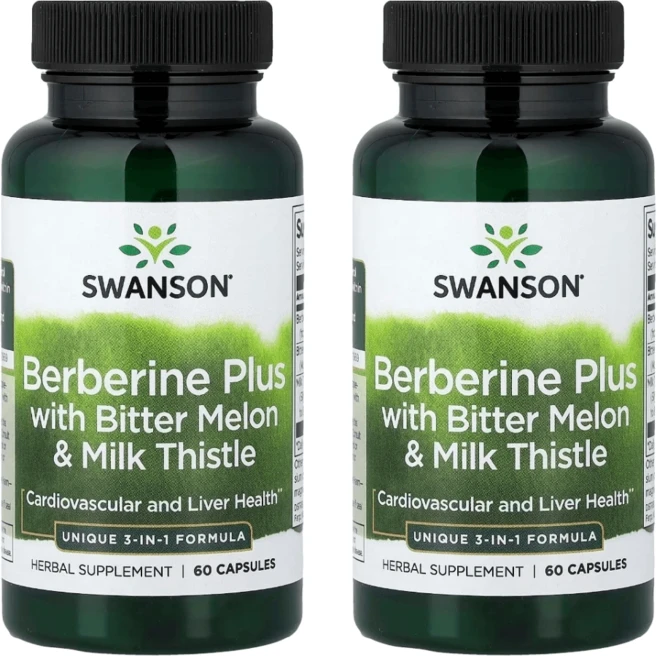 스완슨 베르베린 플러스 밀크씨슬 여주열매 비터멜론 60정 X 2통, 2개 - 쿠팡
