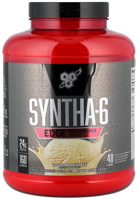 BSN Syntha-6® Edge 프로틴 파우더 드링크 믹스 바닐라 밀크셰이크 1.82kg4.01lb123614원산지:기타, 1818 g, 1.82kg, 1개