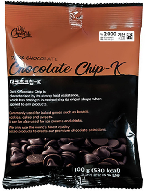 모카앤초코 다크초코칩-K, 100g, 1개