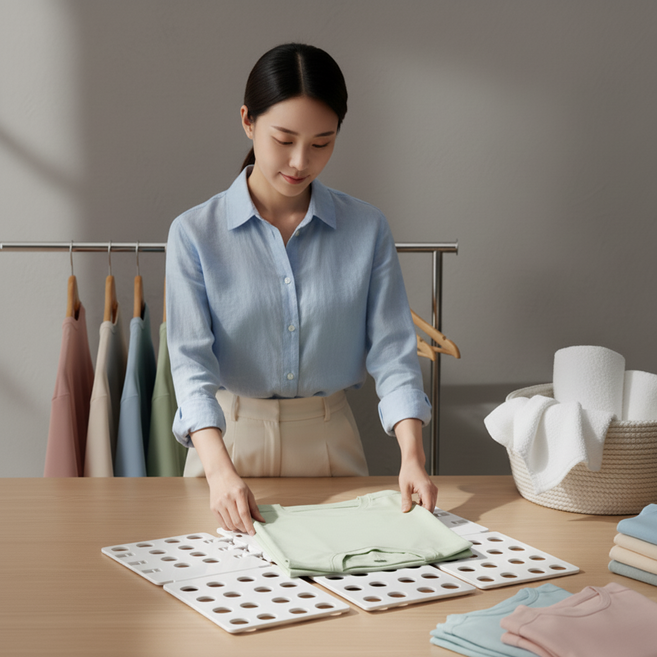 오니코 쉽고 빠르게 빨래 접는 옷 접기판, 1개, 화이트