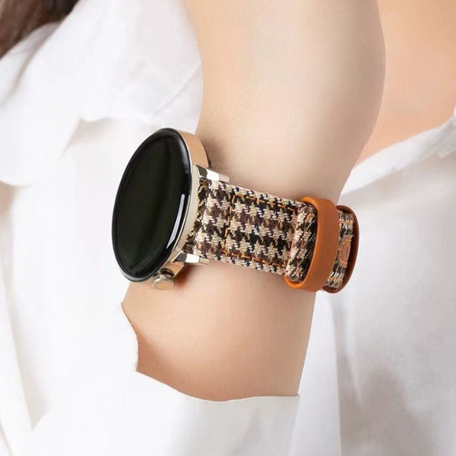 갤럭시워치6클래식 42mm 46mm 캔버스 스트랩 가죽밴드 rio7+6ZIn, 본상품선택, 1개