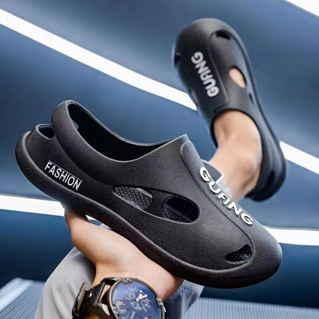 包頭拖鞋男 厚底涼鞋 運動拖鞋, 深黑色,41 偏小一碼