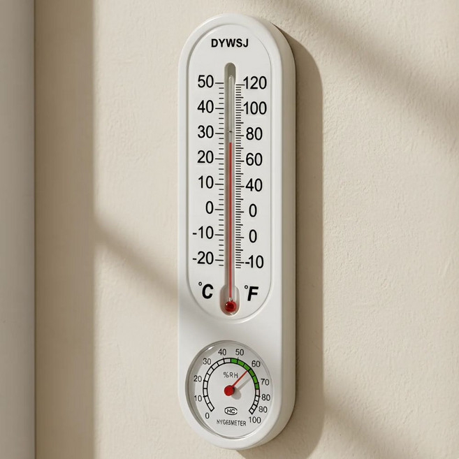 INVO8 건전지 필요없는 벽걸이 아날로그 온도계, 1개, 화이트