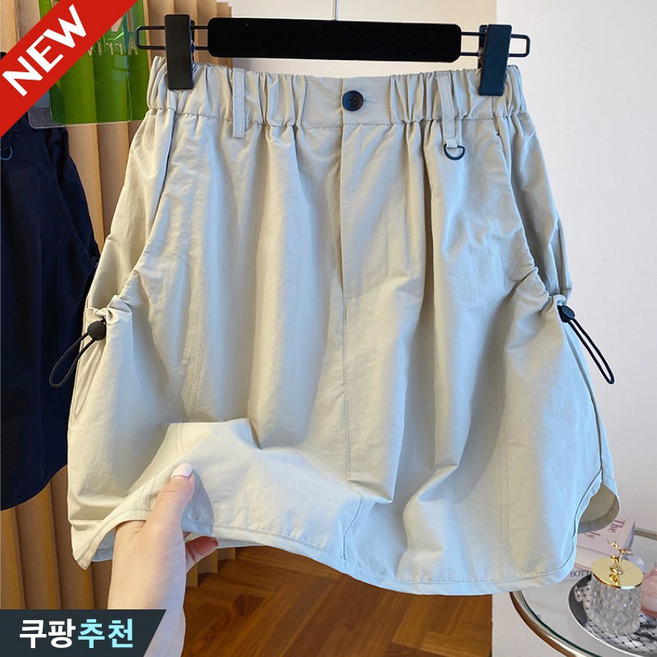 80kg까지 여성 카고 밴딩 미니 치마 팬츠 여름 추천 빅사이즈 슬렉스 하이웨이스트 디자인 a라인 플레어 숏 반 바지 포켓 바스락 트레이닝복 러닝 캐쥬얼 데일리룩 모던 블랙 스커트