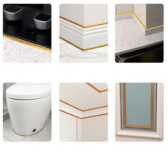 홈콩 줄눈 데코 타일 방수 얇은테이프 펄골드, 2개