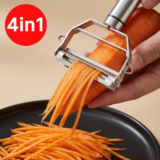 루반느 깔끔하게 만능 채칼 스텐 올인원, 1개, 스틸실버