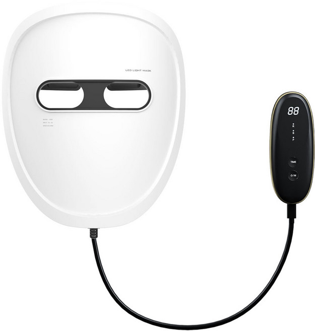 Crei 크레이 LED 적색광 마스크 - 7색 광선 요법 미용기기 홈 케어 광채 피부 관리 장비, 흰색