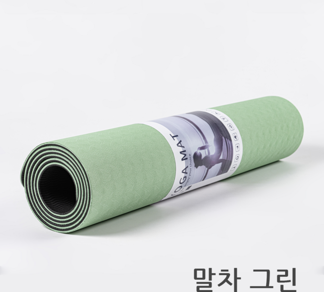 Hommy Nest TPE 요가매트 필라테스매트 와이드 홈트용 안밀리는 방음 충격방지 친환경 냄새없는 6MM HN-YGMTPE11A, 1개, 말차 그린 센터라인