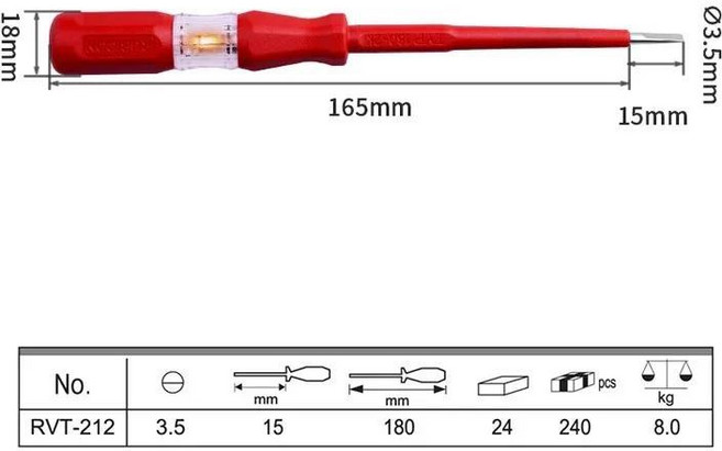 루비콘 전압 테스터 펜 슬롯형 인증 전기기사용 테스트 펜슬, 01 빠른, 03 RVT-212, 1개, 4. RVT-212