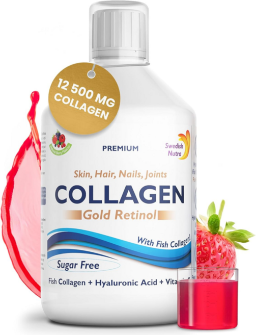 Swedish Nutra 콜라겐 골드레티놀 12500mg 500ml 프리미엄 고흡수 고함량 가수분해 마린콜라겐 블루베리 스웨디시뉴트라 콜라겐, 1개