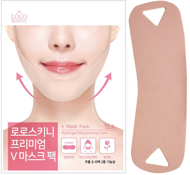 로로스키니 고탄력 스포츠원단 하이드로겔 콜라겐 브이라인 리프팅 마스크팩, 10개, 1개입