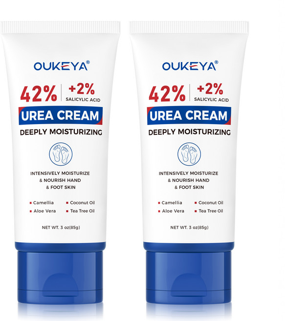 OUKEYA 42% 우레아 크림 튜브 발 갈라짐 개선과 건조한 발뒤꿈치를 촉촉하게 유지해 줍니다., 3 Ounce(42% Urea Pack of 1), 85g, 1개, 2개입
