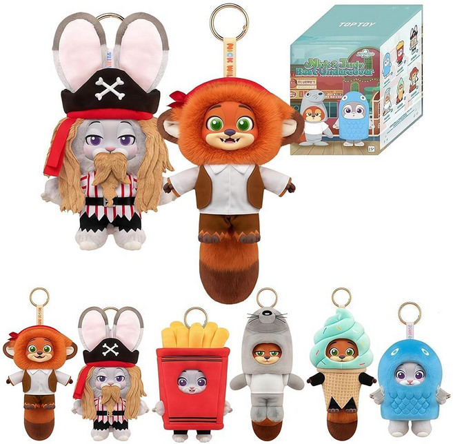 MINISO Zootopia 주디 닉 프레텐더 시리즈 블라인드 박스 키체인 귀여운 장식 장식 진심 어린 선물 생일 선물(랜덤 1개), Judy Nick Pretender