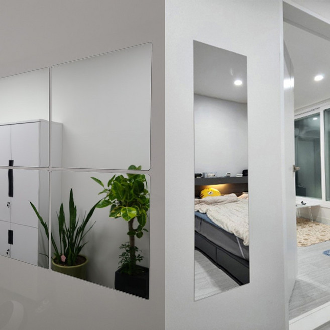 대형 모칸도 아크릴 거울 50X150cm 모서리 직각형 접착식 DIY거울 두께 2mm 재단가능, 모서리직각 50X150 2mm