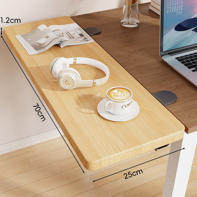 Tixpra 두툼한 접을 수 있는 데스크톱 연장판 무펀칭 확장형 책상 보조대, 1개, 나무색의-3