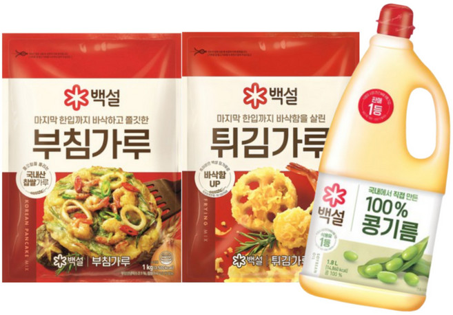<꾼들> 백설 명절 전 튀김 세트 (콩기름1.8L+부침1kg+튀김1kg), 1kg