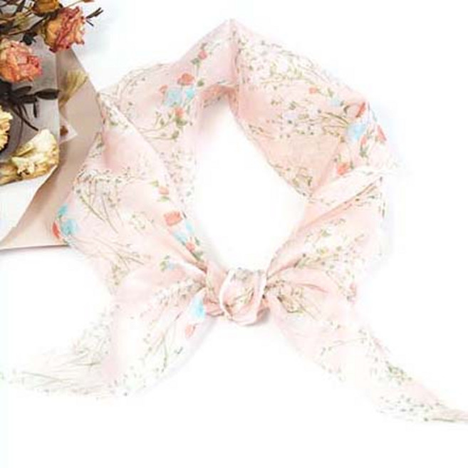 [국산] 쁘띠 삼각 플라워 시원한 텐셀 여성스카프 당일배송