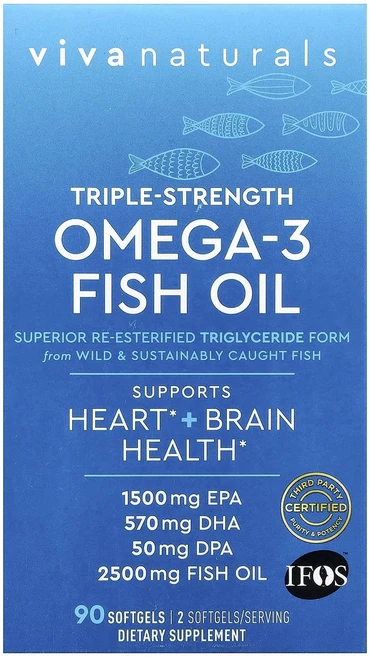 새해 첫좋은선물 Viva Naturals 오메가3 피쉬 오일 3배 강도 2500mg 소프트젤 90정 제대로 할인합니다, VivaNaturals오메가3피쉬오일3배강도2500mg, 1개 - 쿠팡