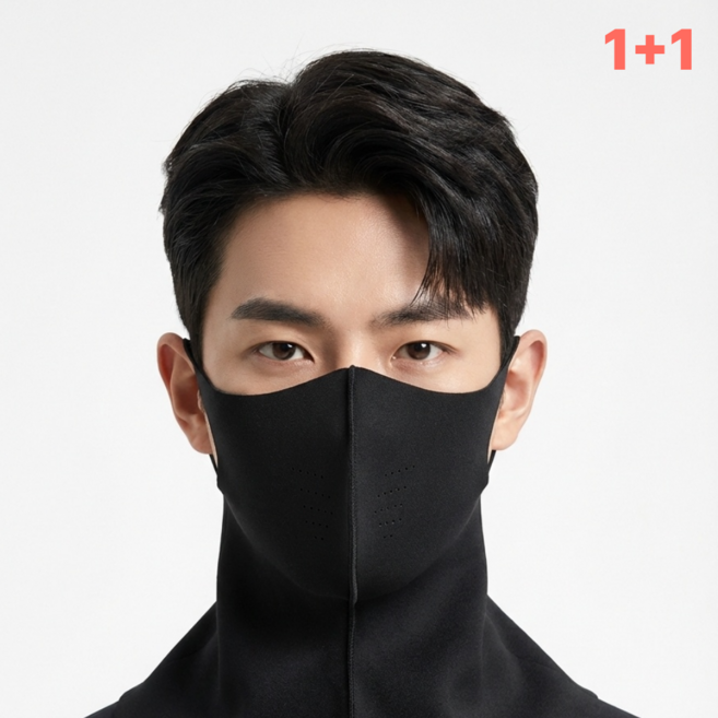 브리듬 숨쉬기편한 겨울 방한 기모 3D 입체 마스크 골프 등산 러닝 용품, 블랙, 2개