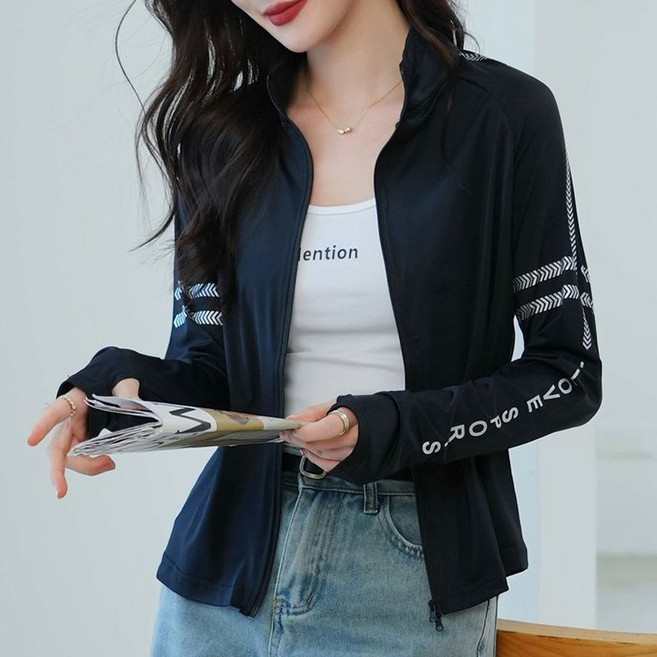 ORZQU ORZQU 여성용 여름 아이스 냉감소재 자외선 차단 바람막이 초경량 얇은 가디건 루즈핏 통기성 재킷 여자 아웃도어 트레이닝복