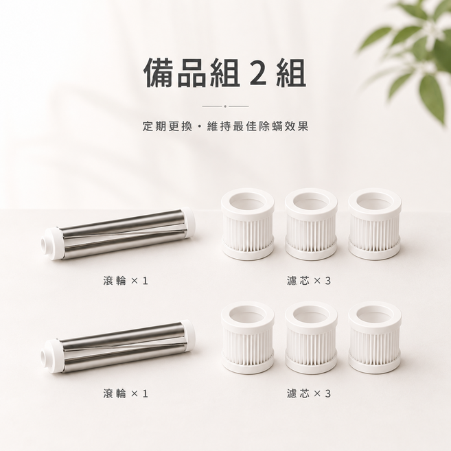 Creatulize X1 智慧床面除蟎機器人, 配件組*2 (滾輪*1+濾芯組*3)