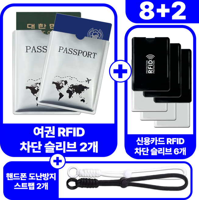 [RFID차단] 범죄예방 신종사기 여권 카드 케이스 10종 세트