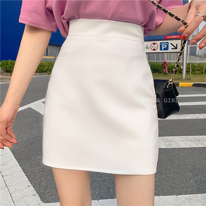 《杜達女孩》五色S-XL挺版西裝短裙 素面 防走光 雪紡 a字裙 高腰窄裙