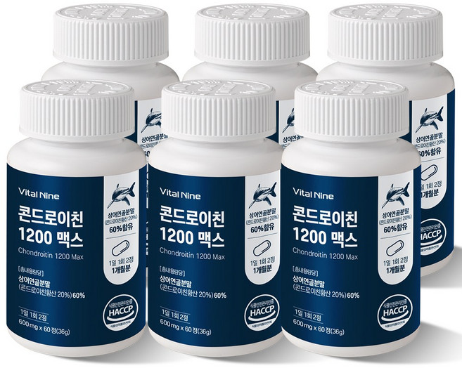 (당일출고) 뉴바이브 콘드로이친 상어연골 보스웰리아 1200 맥스 600mg, 6개, 60정