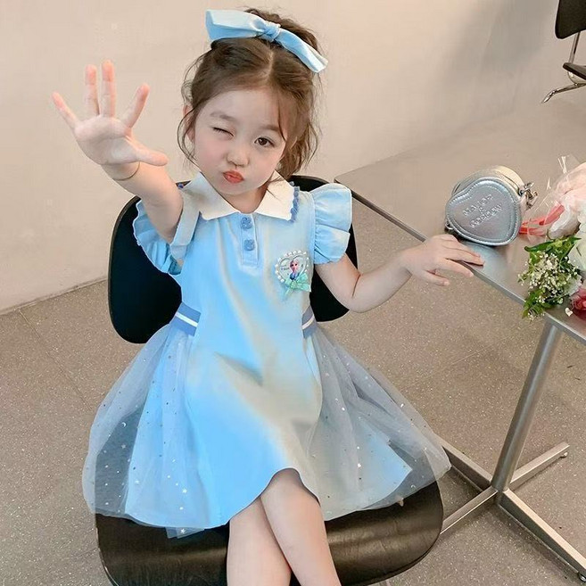 艾莎公主女童連衣裙 新款兒童洋氣公主裙