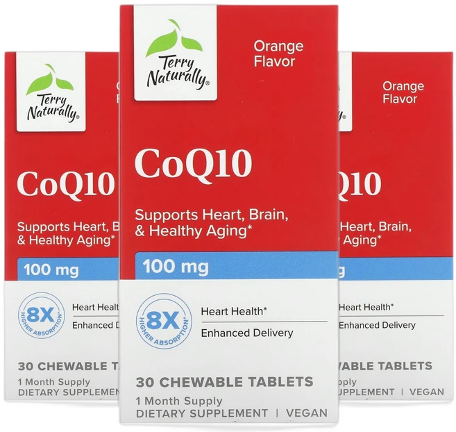 테리내추럴리 코큐텐 CoQ10 오렌지 100mg 츄어블 30정 2+1, 3개 - 쿠팡