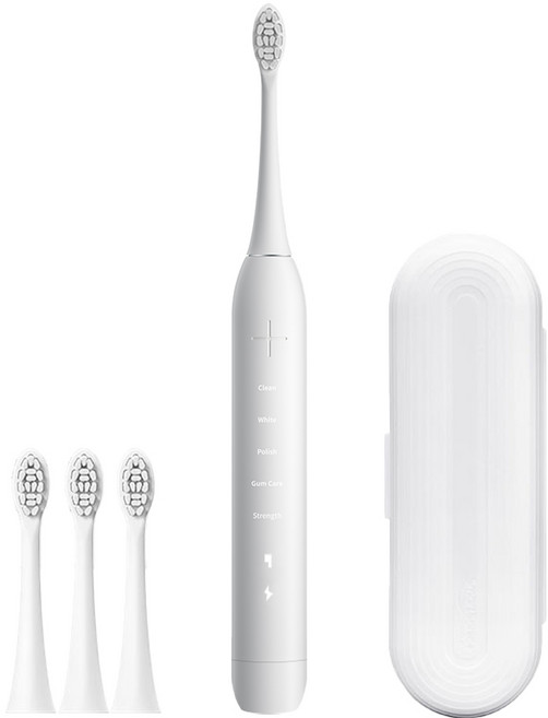 SmartSonic+ T10 음파 전동칫솔 + 칫솔모 4개 + 여행용 케이스 12가지 치아 청결 방안, 1개, 화이트