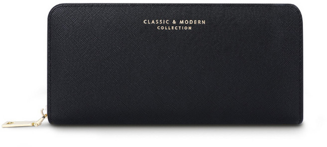 이케이 고급 가죽 여성 지퍼 장지갑 손목끈