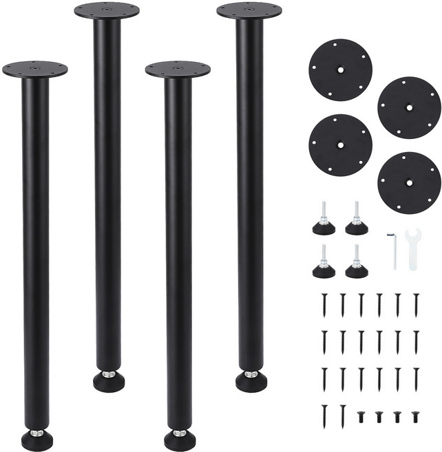 GARVEE 원형 철제 가구 테이블 의자 식탁 다리 710mm 4개 세트, 블랙