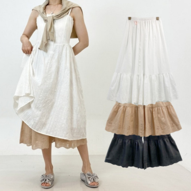 꽃잎속바지 치마바지 7부 자수 레이스 속바지