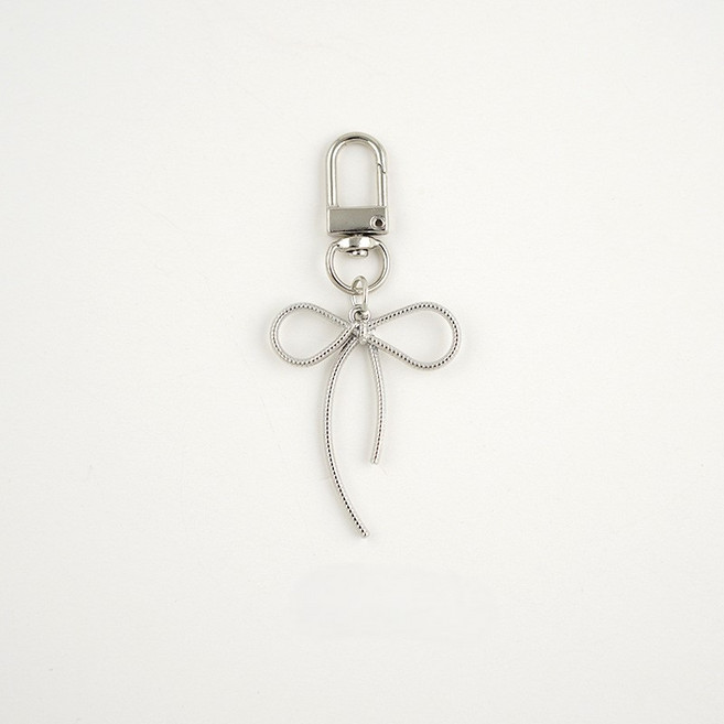 핸드메이드 미니 리본 키링 폰꾸 에어팟, 1개, 실버리본