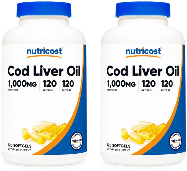 뉴트리코스트 Cod Liver Oil 대구 간유 1000mg 소프트젤 120정 2개 - 쿠팡