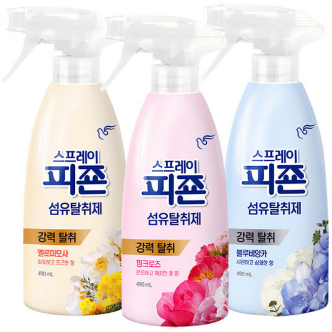 피죤 섬유탈취제 혼합 세트 (옐로+핑크+블루), 1개, 490ml