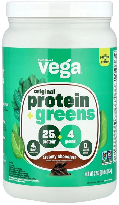 Vega Original Protein + Greens Creamy Chocolate 1 lb 6 oz 624 g, 625 g, 1개 - 쿠팡