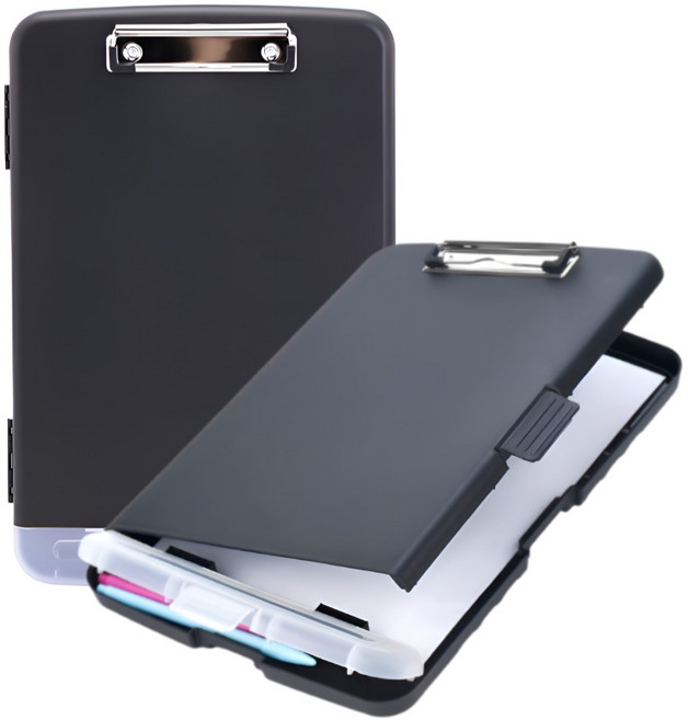 애드박스 멀티 클립보드 파일 A4 수납 필기도구 보관함 케이스, 1개, 블랙