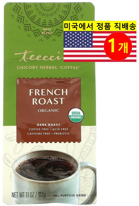 Teeccino 치커리 허브 커피 프렌치 로스트 무카페인 312g 1개