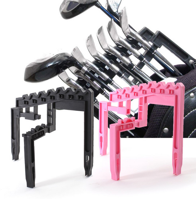 정수생활건강 아이언 고정 클립 골프채 클럽 정리대 홀더 핑크, 블랙
