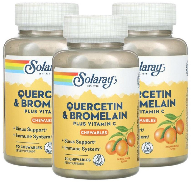 1+1+1 솔라레이 퀘르세틴 브로멜라인 플러스 비타민C 츄어블90정 천연 오렌지 비타민씨