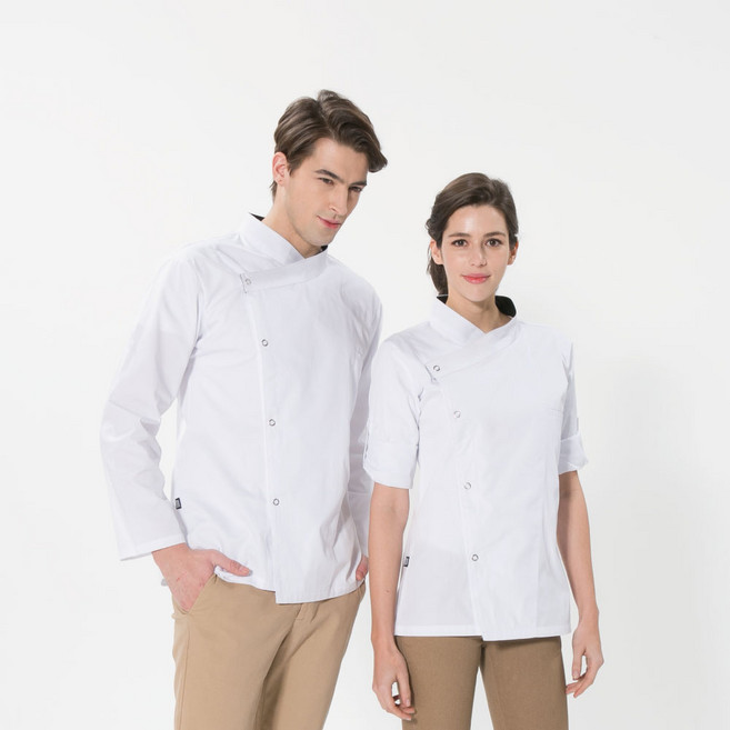 유니스토어 크로스넥 조리복 (핀스트라이프)