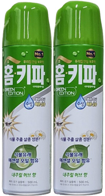 홈키파 그린에디션 내추럴엘에어졸, 500ml, 2개