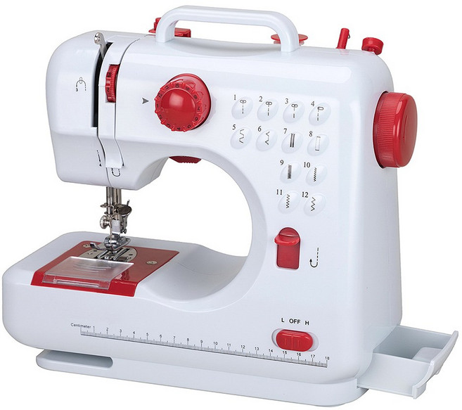 芳華 505A 家用迷你縫紉機 12線跡 自動鎖邊 帶照明 腳踏板電動裁縫機, 白色, 無
